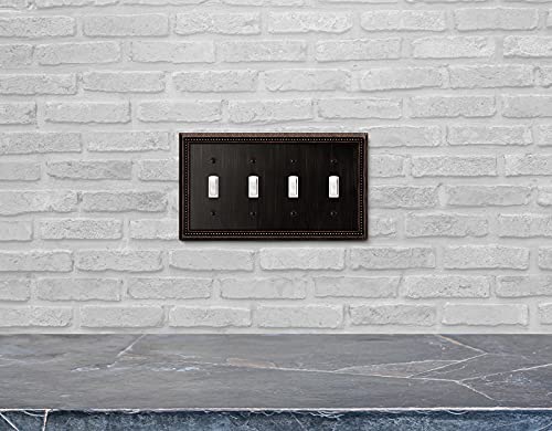 Henne Bery Sunken Pearls Heavy Duty Decorative Wall Plate Switch Plate Outlet Cover (Quad Toggle, Aged Bronze) - Image 5