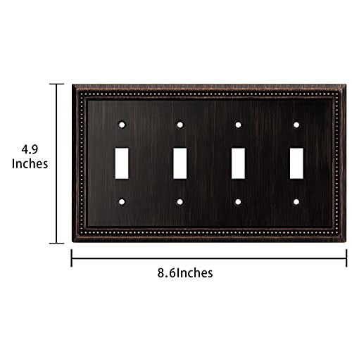 Henne Bery Sunken Pearls Heavy Duty Decorative Wall Plate Switch Plate Outlet Cover (Quad Toggle, Aged Bronze) - Image 3