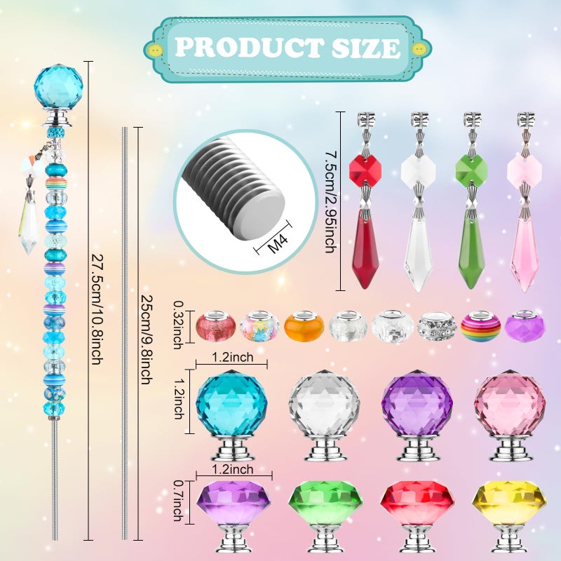 UFU 192Pcs DIY Fairy Wand Beaded Garden Stakes Kit, Fairy Wands Kit with Sparkling Crystal Pendants, Suitable for Different Holidays Garden Stakes Decorative Outdoor Beadable Items(10IN) - Image 2