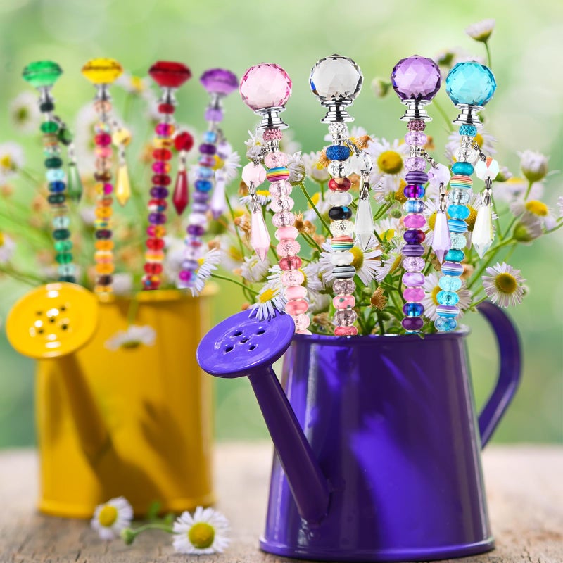 UFU 192Pcs DIY Fairy Wand Beaded Garden Stakes Kit, Fairy Wands Kit with Sparkling Crystal Pendants, Suitable for Different Holidays Garden Stakes Decorative Outdoor Beadable Items(10IN) - Image 5