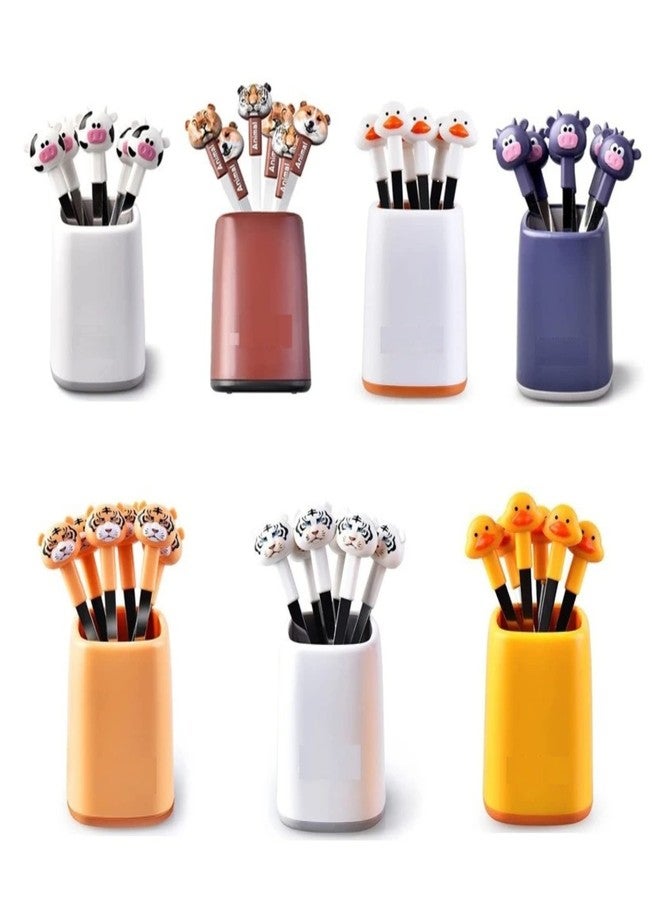 Bekner Mini Fork for Kids Fruit Spoon Fork Set Cartoon Shape with 6 Cute Multi Fruit & Stand Beautiful Design for Kitchen and Commercial(Multi Color) - Image 5