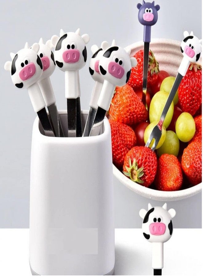 Bekner Mini Fork for Kids Fruit Spoon Fork Set Cartoon Shape with 6 Cute Multi Fruit & Stand Beautiful Design for Kitchen and Commercial(Multi Color) - Image 3