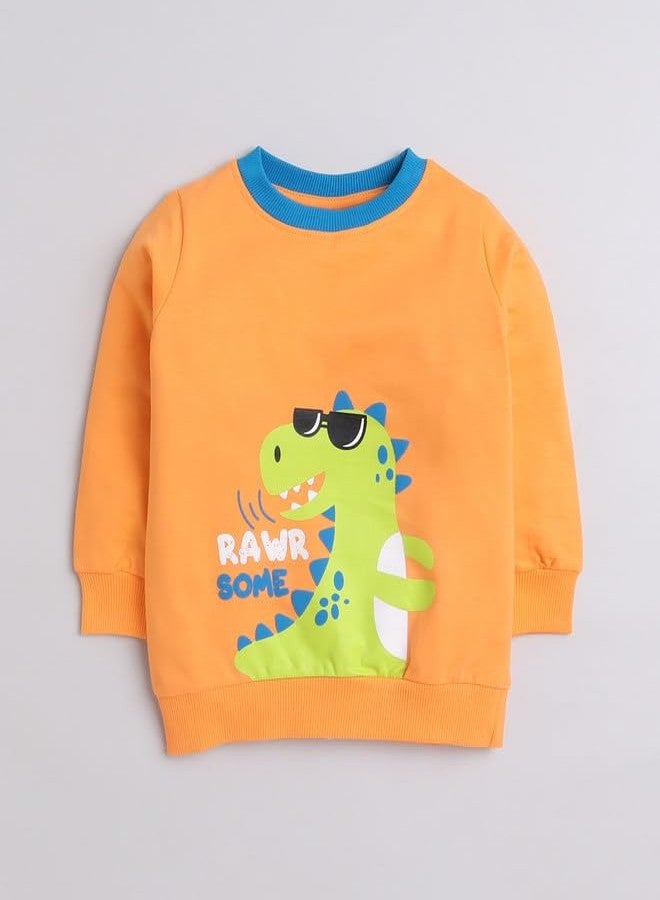 BUMZEE Orange Boys Full Sleeves Cotton Sweatshirt Age - 3-6 Months (Peb9681B-org) - Image 4
