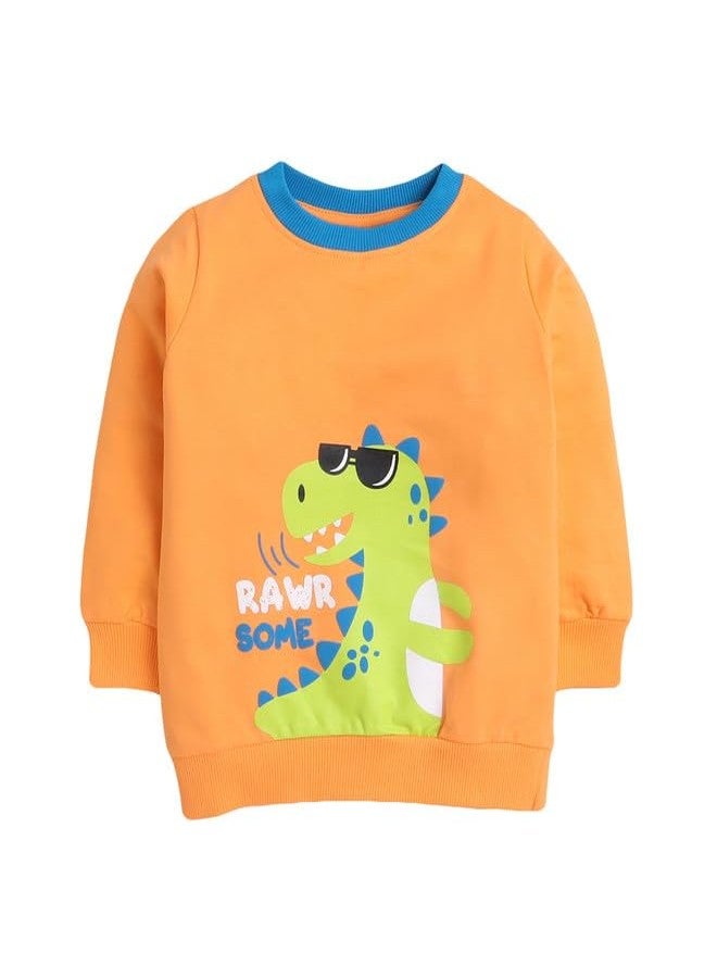 BUMZEE Orange Boys Full Sleeves Cotton Sweatshirt Age - 3-6 Months (Peb9681B-org) - Image 1