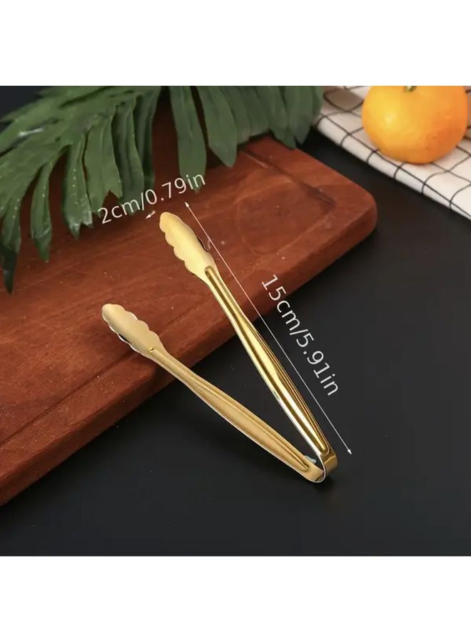 Golden Stainless Steel Buffet Tongs Non Slip Ergonomic Handle Dishwasher Safe - Image 3
