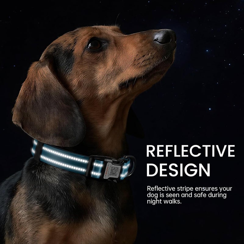 ILFINDYOU Reflective Dog Collar with QR Code Tag, Personalized Dog Collar, Safety Night Visibility, Anti-Loss Function (Blue-03, Small) - Image 2