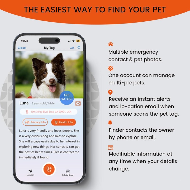 ILFINDYOU Reflective Dog Collar with QR Code Tag, Personalized Dog Collar, Safety Night Visibility, Anti-Loss Function (Blue-03, Small) - Image 3