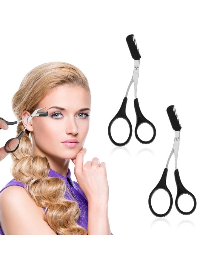 KIKI 2Pcs Professional Eyebrow and Beard Trimming Scissors with Built-In Comb – Precision Scissors with Ergonomic Non-Slip Handle for Accurate Eyebrow and Beard Grooming – Salon-Quality Personal Care Tool for Men and Women, Easy to Use at Home or in Beauty Salons - Image 1
