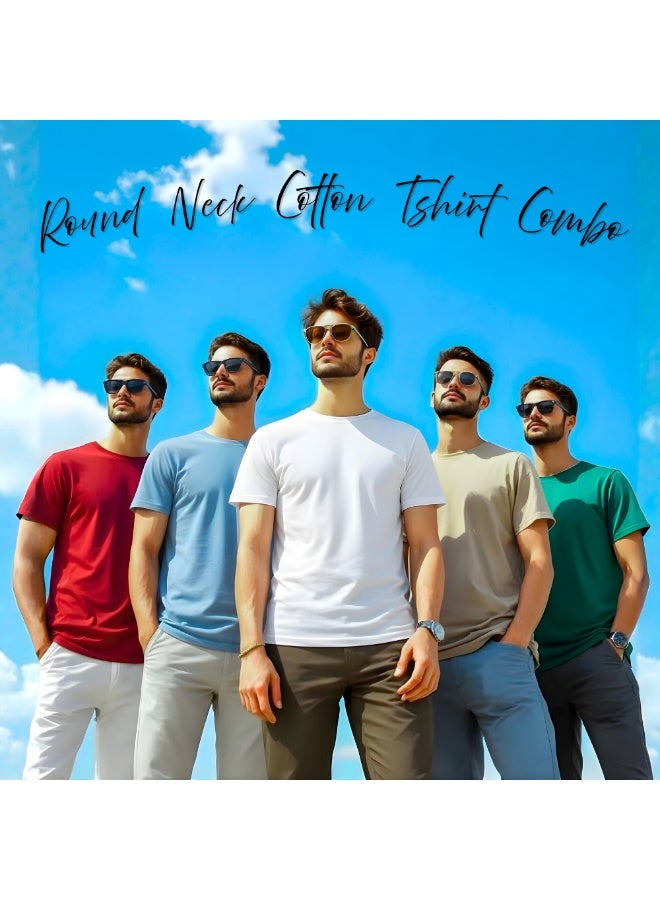 PRINTSHOP4ME Pack of 5 Adult T-Shirts for Men's - Round Neck Short Sleeve Tshirt - 5-Pack Crew Neck Tshirt - Image 4