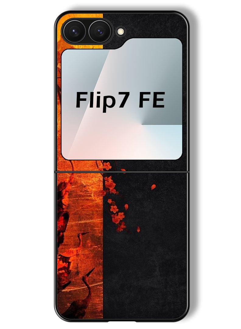 Theodor Case Compatible with Samsung Galaxy Z Flip 7 FE 6.7 Inch Protection Shockproof Bumper Cover Flower Abstract 4 - Image 1