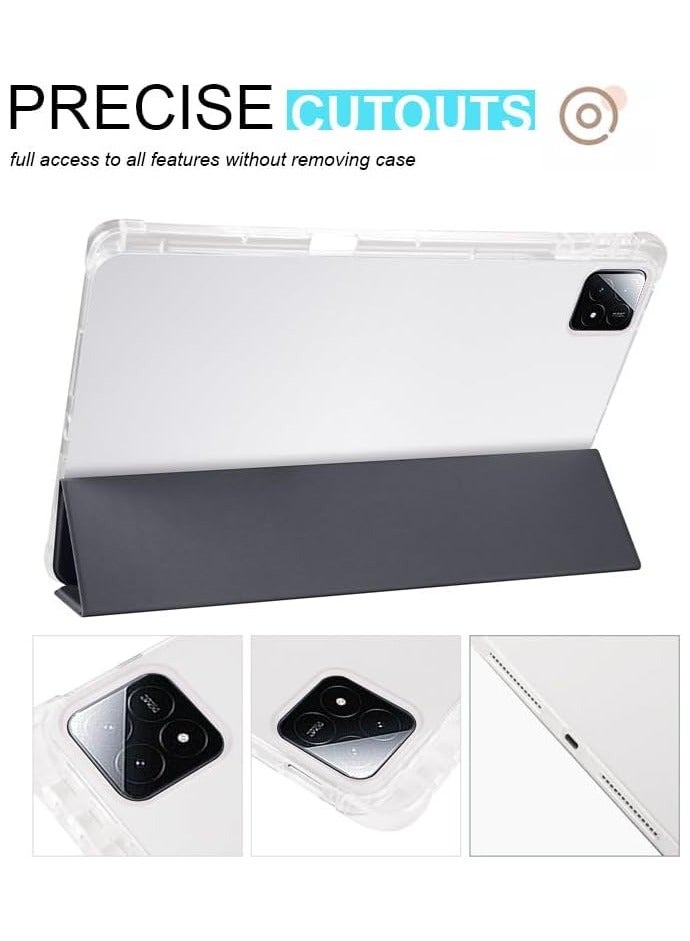 VKL Compatible with Xiaomi Pad 7/Pad 7 Pro 11.2 Inch 2024,Acrylic Transparent and Anti-yellowing Tablet Case,with Pen Slot,Auto Sleep/Wake,Multi-angle Bracket (Black) - Image 4