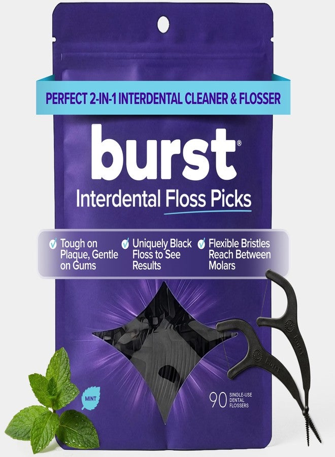BURST Adult Dental Floss Picks (90 Count/1 Pack | Mint Eucalyptus | Dental Flossable Picks | Tooth Picks Flossers for Adults Gum Health, Oral Care & Hygiene - Image 1
