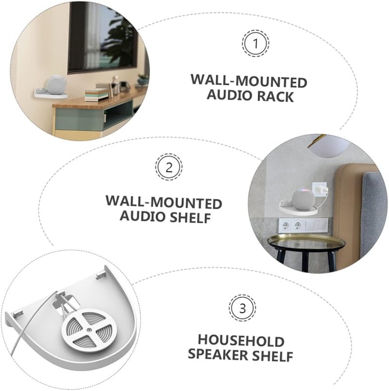 Tehaux White Wall Mount Speaker Shelf Multi Functional Audio Rack Stand - Image 4