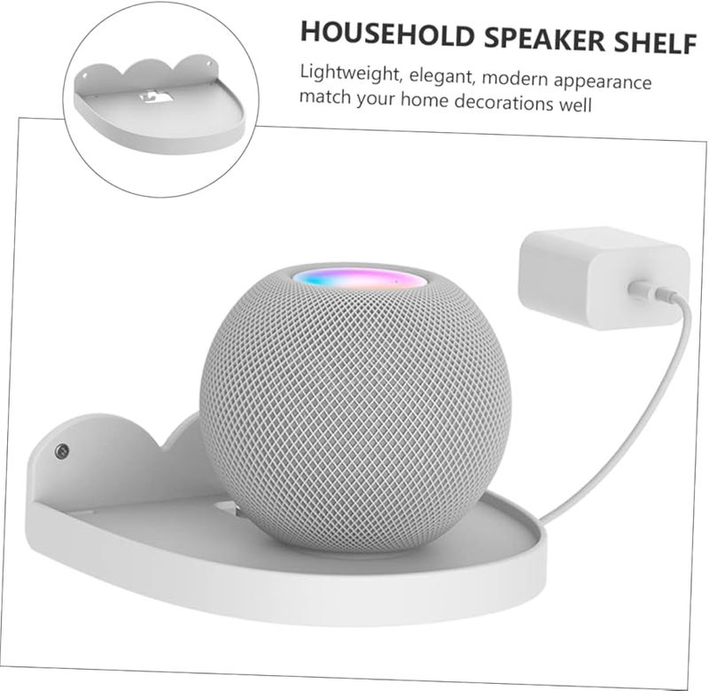 Tehaux White Wall Mount Speaker Shelf Multi Functional Audio Rack Stand - Image 3