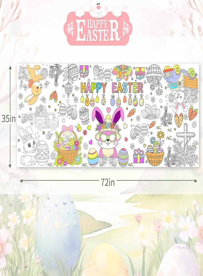 SPERINGEEN Easter Crafts for Kids, Coloring Tablecloth for Party Decorations - Giant Easter Coloring Games Activities Gifts Poster Banner Party Favors for Family, Classroom - Image 2