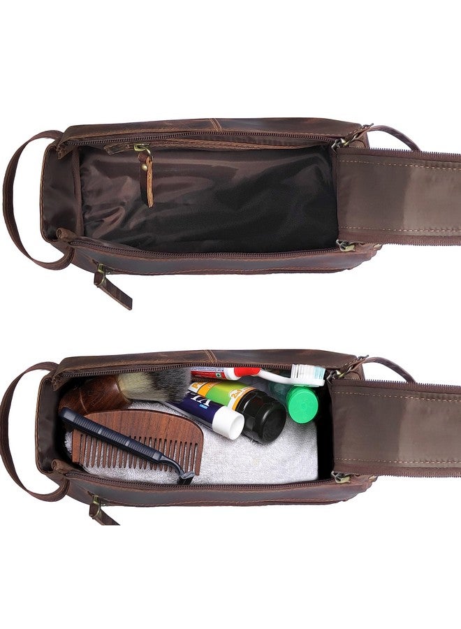 Rustic Town RUSTIC TOWN Leather Toiletry Bag for Men - Hygiene Organizer Travel Dopp Kit (Walnut Brown)  - Image 4