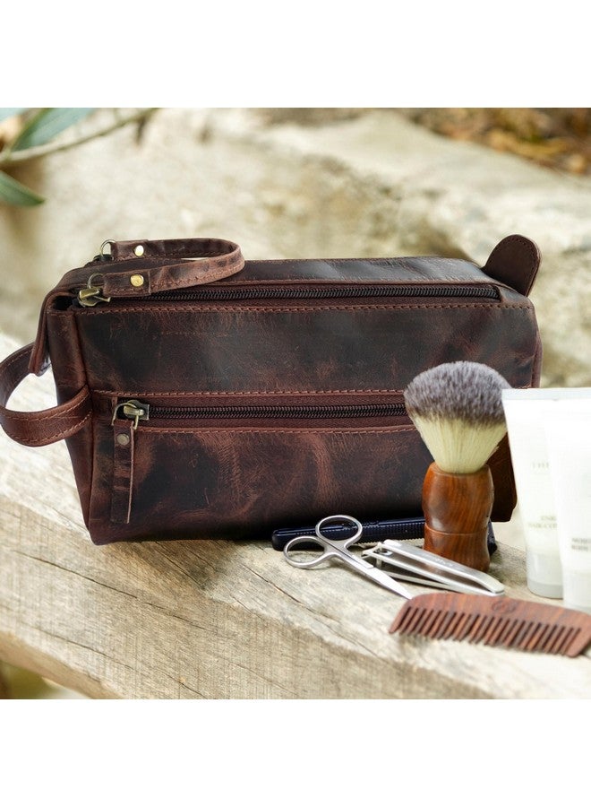 Rustic Town RUSTIC TOWN Leather Toiletry Bag for Men - Hygiene Organizer Travel Dopp Kit (Walnut Brown)  - Image 1