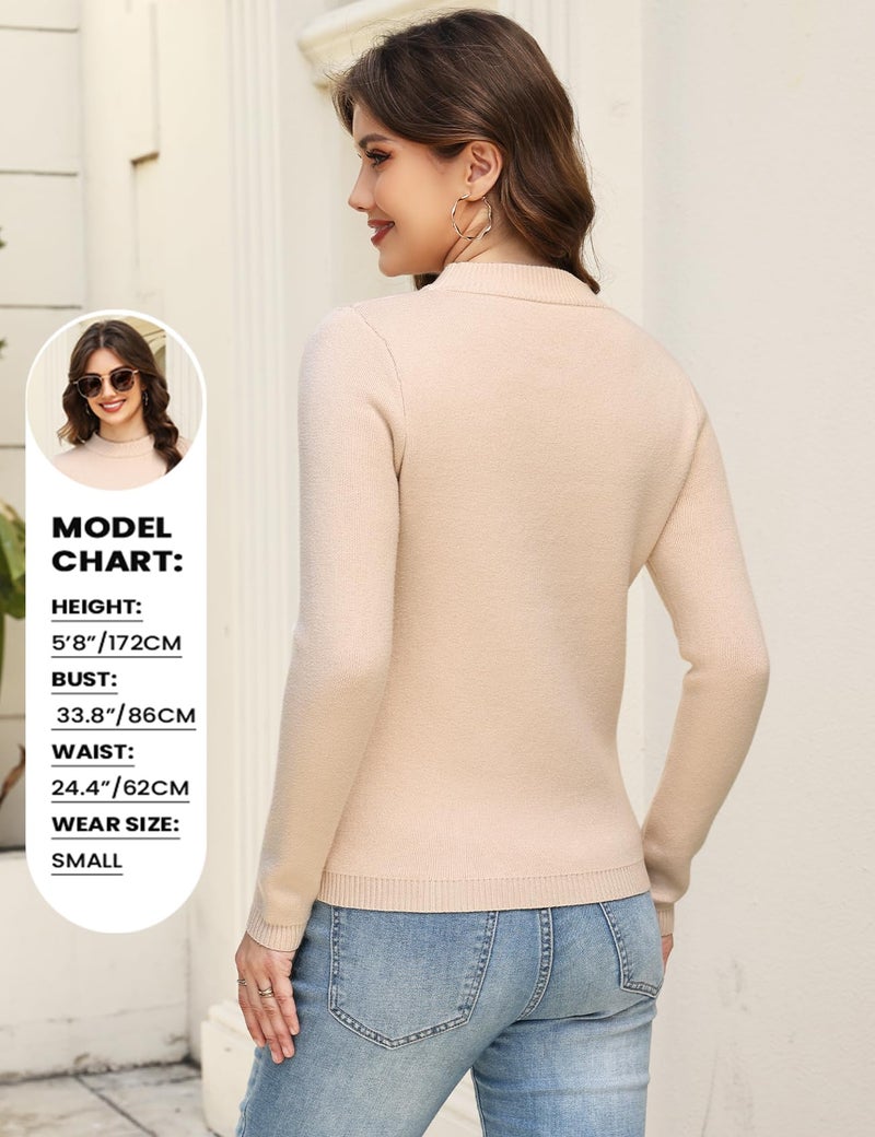 Gihuo Womens Fleece Sweaters Sherpa Lined Thermal Shirts Long Sleeve Warm Base Layer 2026 Knit Fall Sweaters(Apricot-XL) - Image 5