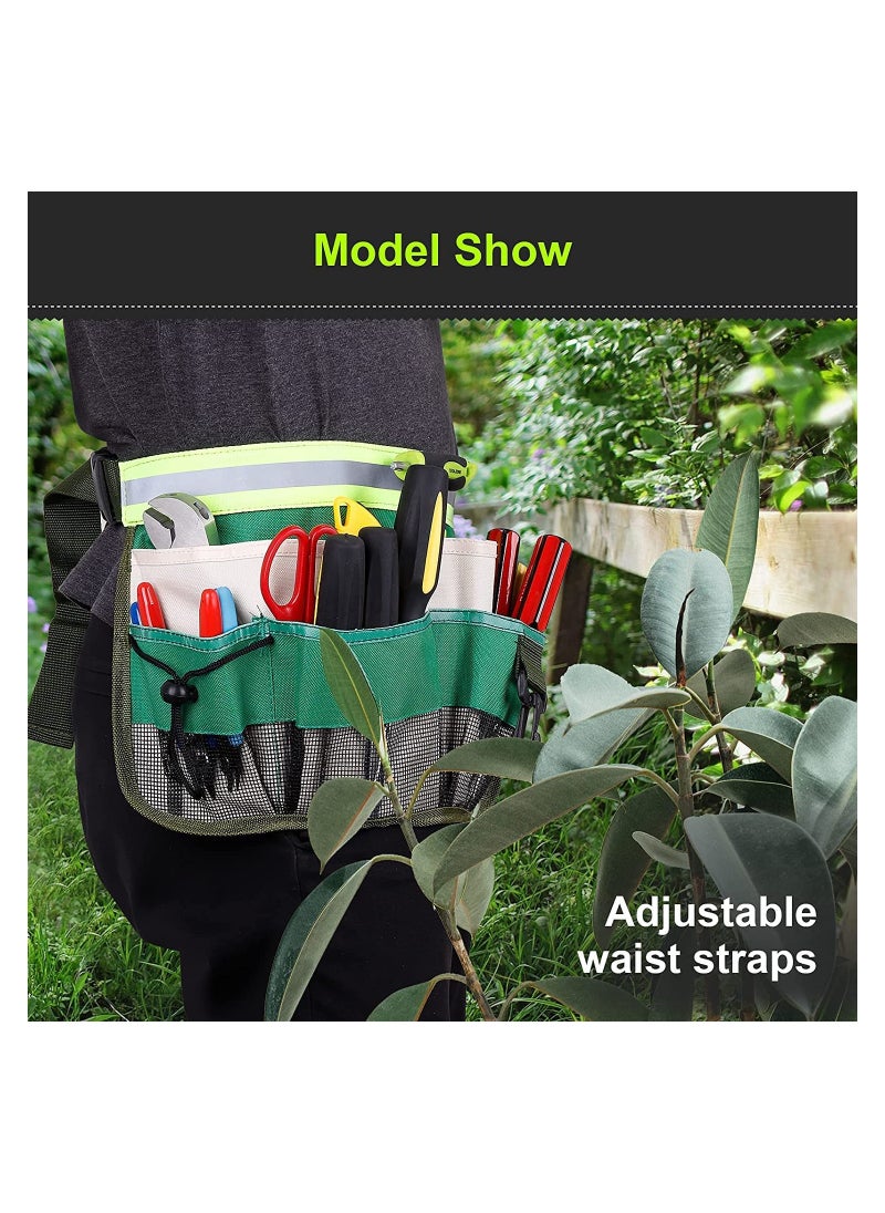 SYOSI 1 Pack Tool Pouch with Adjustable Belts Waterproof Toolbelt for MenWomen Small Tool Belt Bags with Loops for Hammer 7 Pocket Gardening Tools Belt Bags Garden Waist Bag Hanging Pouch   Green  - Image 4