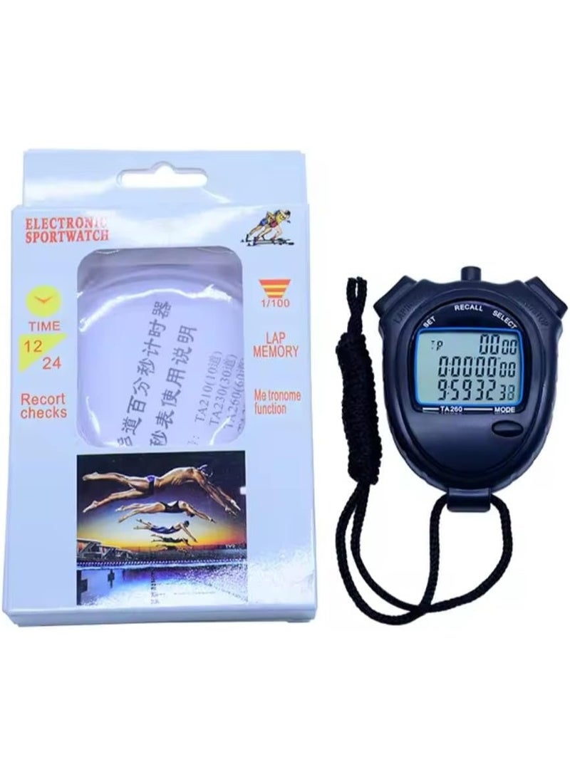 Generic Competition Stopwatch Anti-slip Multifunction Calendar Comfortable Durable Electronic Sports Referee Fitness Swimming Timer Memory (100 Laps)  - Image 1