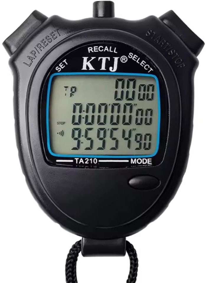 Generic Competition Stopwatch Anti-slip Multifunction Calendar Comfortable Durable Electronic Sports Referee Fitness Swimming Timer Memory (100 Laps)  - Image 2