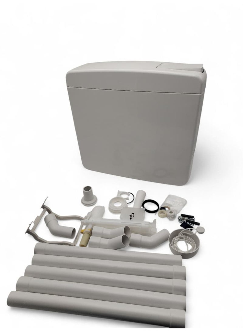 The elegant white German Arabic siphon comes with all the required parts of the pipe and the equipment, and is characterized by superior quality and amazing water saving efficiency, making it one of the best hanging siphons. - Image 3