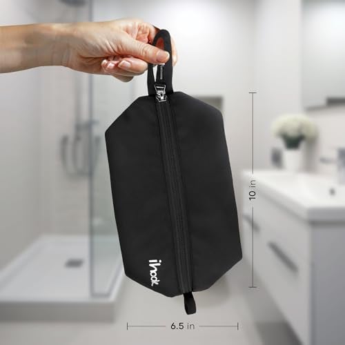 ihook Pack of 2 Travel Toiletry Pouch/Bag with Hanging Hook for Men & Women–Compact Waterproof Organizer for Toiletries,Shaving Kit,Cosmetics,Travel Accessories,Essentials & Personal Care Items(Black) - Image 4