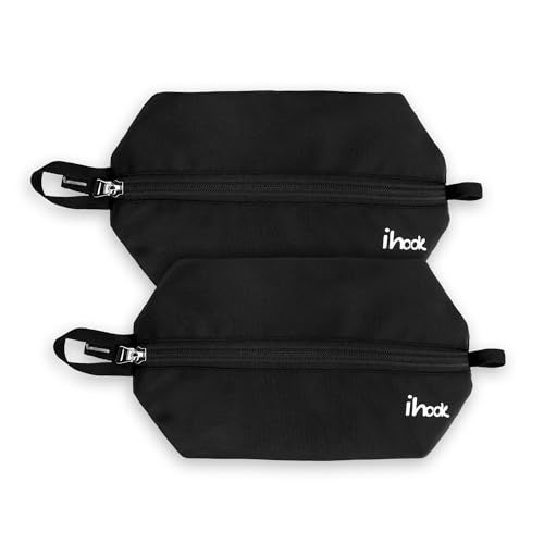 ihook Pack of 2 Travel Toiletry Pouch/Bag with Hanging Hook for Men & Women–Compact Waterproof Organizer for Toiletries,Shaving Kit,Cosmetics,Travel Accessories,Essentials & Personal Care Items(Black) - Image 1