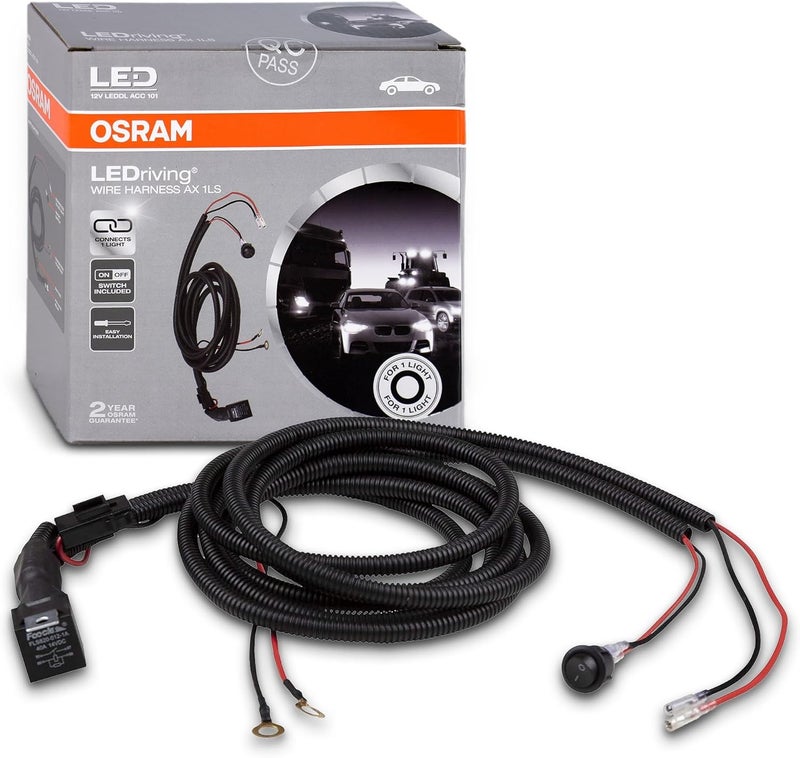 OSRAM LEDriving WIRE HARNESS AX 1LS, wiring harness for car light strips, light bar wiring harness kit, cable set for installing one light source, adapter for car headlights - Image 1