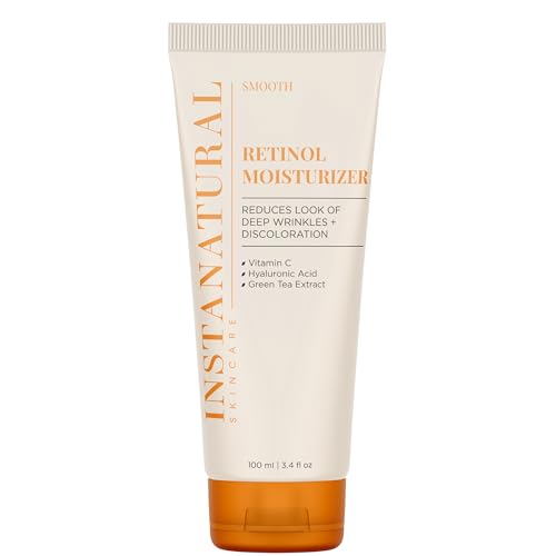 InstaNatural Retinol Moisturizer Nighttime Face Moisturizing Cream Brightens and Reduces Signs of Aging Wrinkles Lines and Discoloration with Vitamin C and Hyaluronic Acid 34 Fl Oz
