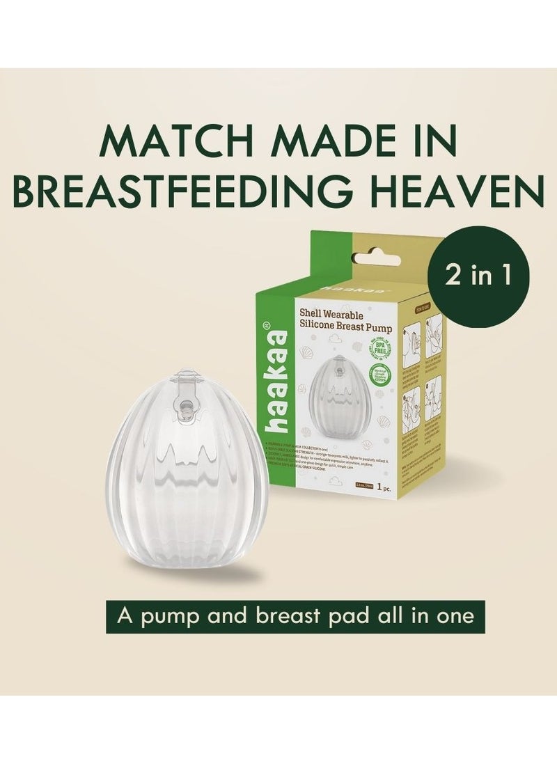 haakaa Haakaa Shell Wearable Hands-Free Manual Breast Pump - 4 oz (120ml) | Leak-Proof, Portable, & Discreet Milk Collector | Medical-Grade Silicone for Easy Breastfeeding (120ml - 1PK)  - Image 3