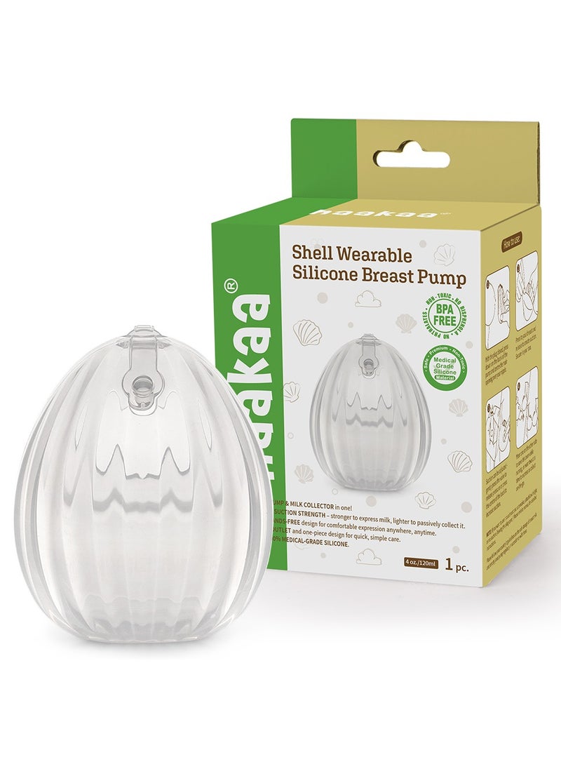 haakaa Haakaa Shell Wearable Hands-Free Manual Breast Pump - 4 oz (120ml) | Leak-Proof, Portable, & Discreet Milk Collector | Medical-Grade Silicone for Easy Breastfeeding (120ml - 1PK)  - Image 1