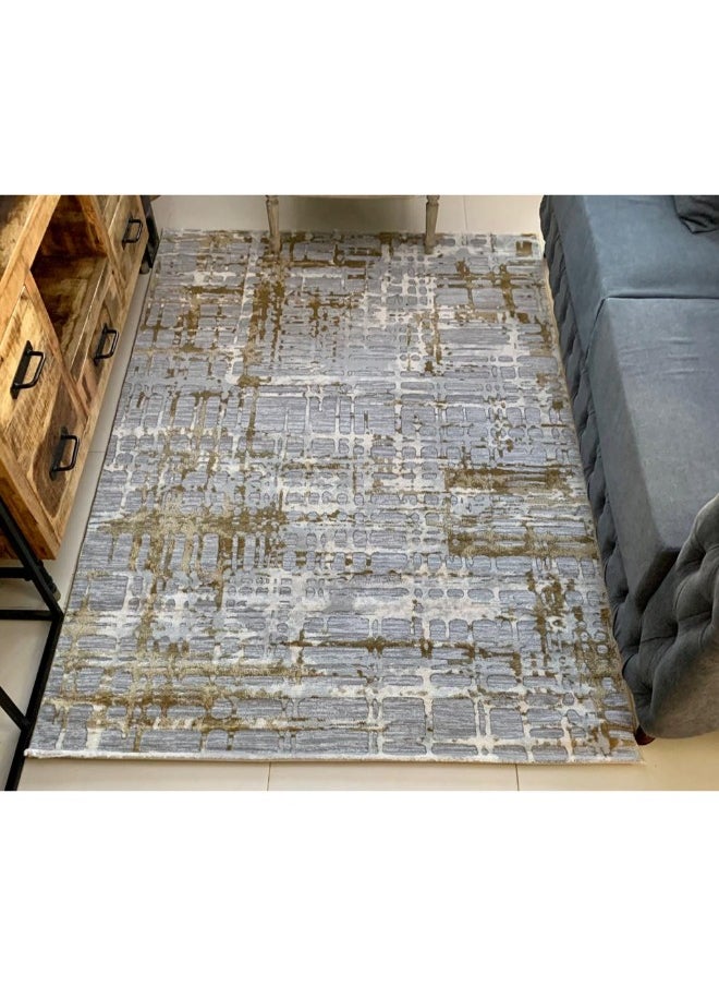 HANDPICKED FURNITURE Handpicked Furniture Abstract Gold Rug, Ultra Soft Area Carpets For Bed Room, Living Room, And Dining Room, Antislip Floor Carpets, Easy To Clean, Made In Turkey, Rectangle  - Image 1