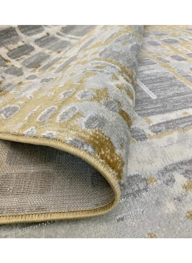 HANDPICKED FURNITURE Handpicked Furniture Abstract Gold Rug, Ultra Soft Area Carpets For Bed Room, Living Room, And Dining Room, Antislip Floor Carpets, Easy To Clean, Made In Turkey, Rectangle  - Image 2