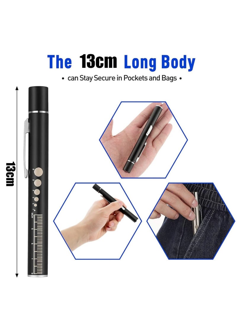 MJZ 2Pcs Medical Pen Light, Diagnostic Pocket Clip Medical Penlight, USB Rechargeable LED Penlight Mini Flashlight with 2 LED Sources, Reusable LED Penlight Torch for Students Doctors Nurses - Image 2