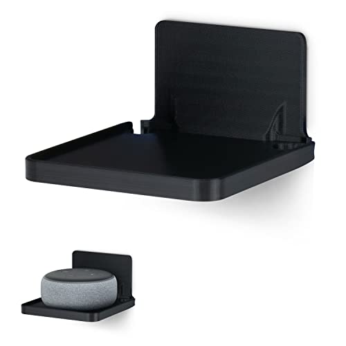 Brainwavz Plastic Screwless Wall Mount Shelf for Security Cameras, Baby Monitors, Speakers & More, Universal Holder, Strong Adheasive, No Mess, Black - Image 1