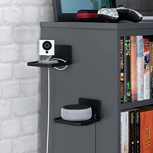 Brainwavz Plastic Screwless Wall Mount Shelf for Security Cameras, Baby Monitors, Speakers & More, Universal Holder, Strong Adheasive, No Mess, Black - Image 2