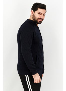 Sovereign Code Men Band Collar Diamond Pattern Sweater, Navy  - Image 3