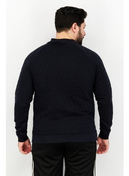 Sovereign Code Men Band Collar Diamond Pattern Sweater, Navy  - Image 2
