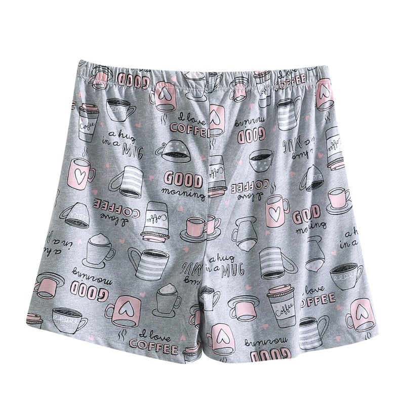 PNAEONG 3 Pack: Womens Pajamas Shorts Set Soft Elastic Waist Lounge Shorts Printed PJ Bottoms, Good Night+Coffee+Star-XL - Image 5