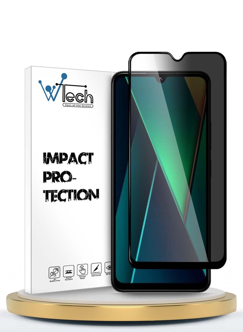 Wtech Xiaomi Poco C75 4G 2024 Premium E2E Series Privacy Full Glue Full Cover Tempered Glass Screen Protector - Clear/Black - Image 1