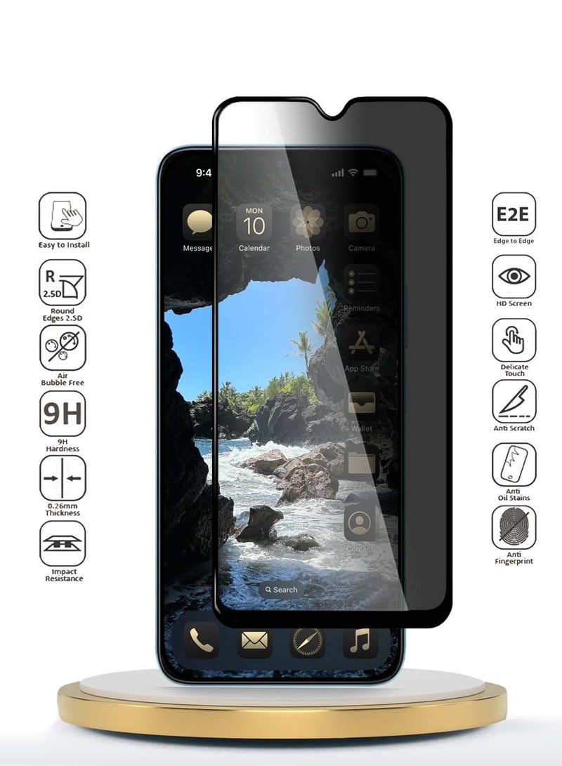 Wtech Xiaomi Poco C75 4G 2024 Premium E2E Series Privacy Full Glue Full Cover Tempered Glass Screen Protector - Clear/Black - Image 2