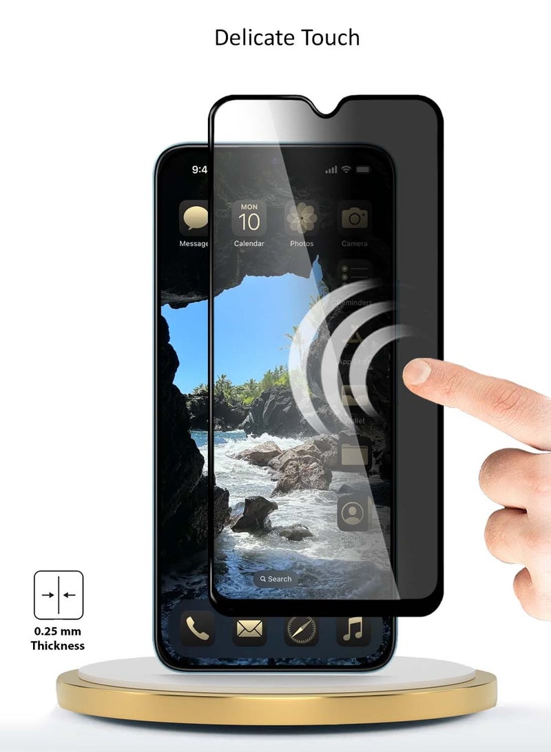 Wtech Xiaomi Poco C75 4G 2024 Premium E2E Series Privacy Full Glue Full Cover Tempered Glass Screen Protector - Clear/Black - Image 4