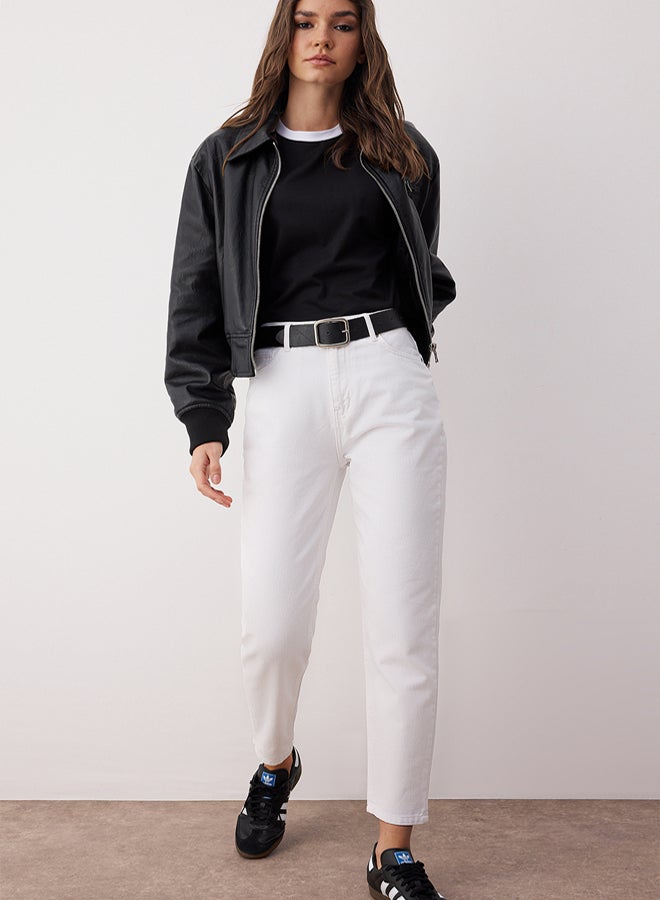 trendyol White High Waist Mom Jeans - Image 1