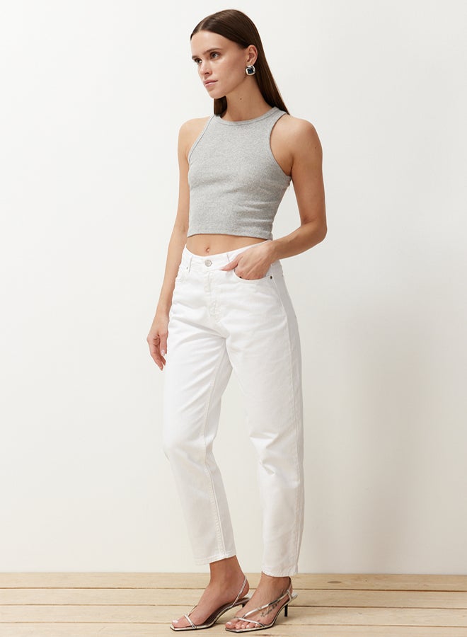 trendyol White High Waist Mom Jeans - Image 5