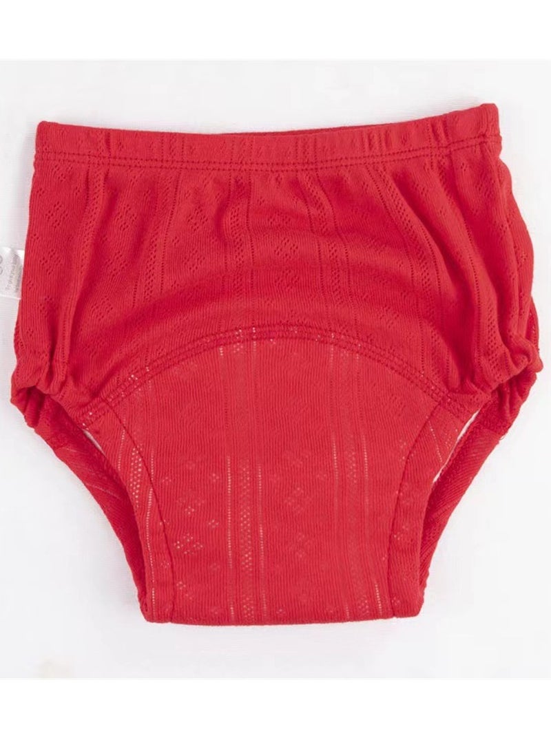Loquat Baby Training Washable Cut-Out Breathable Diaper Pants Red 