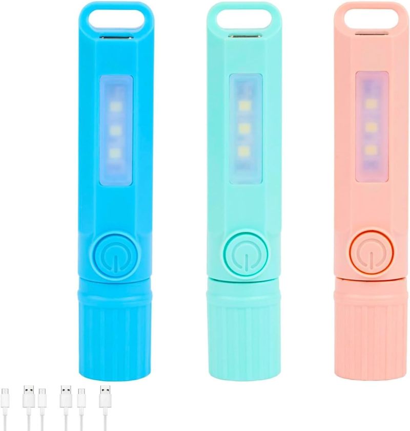 Rechargeable Flashlights 3 Multicolor Mini Retractable - USB Rechargeable Eco-Friendly Design Zoomable Flashlight for Outdoor Camping Hiking Night Use - Image 1
