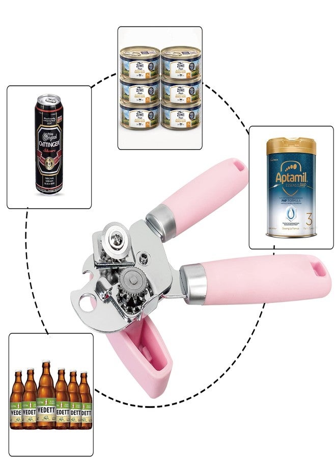 Uyauld Manual Can Opener, Handheld Comfortable Grip, Oversized Easy Turn Knob, Built in Bottle Opener, Hangs for Convenient Kitchen Storage, Easily Open Tin Cans for Smooth Edge, Pink (Pink, Single) - Image 5