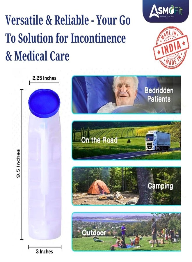 Asmofit مبولة ASMOFIT للجنسين سعة 1000 مل - وعاء بول من البولي بروبيلين قابل للتعقيم بالبخار للرجال والنساء والأطفال | جامع بول قابل لإعادة الاستخدام ومقاوم للانسكاب | مبولة قابلة للتعقيم للاستخدام المنزلي والمستشفى والسفر (عبوة من قطعة واحدة) - Image 5
