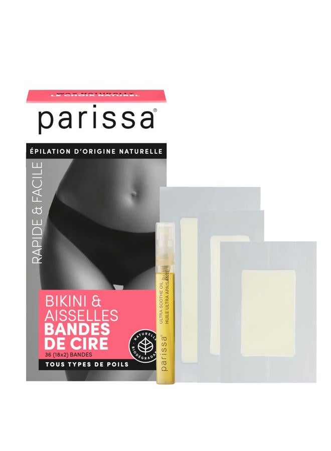 parissa Natural Bikini Wax Strips Kit | Sensitive Skin, Beginner-Friendly | Ready-to-Use Hair Removal for Bikini & Brazilian | 36 Strips (18 x 2), 3 Sizes - Image 2